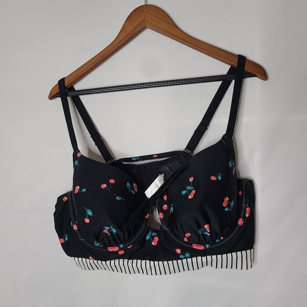 Cacique Swim by Lane Bryant‎ Cherry Pattern Balconet style Bikini Top sz 44D